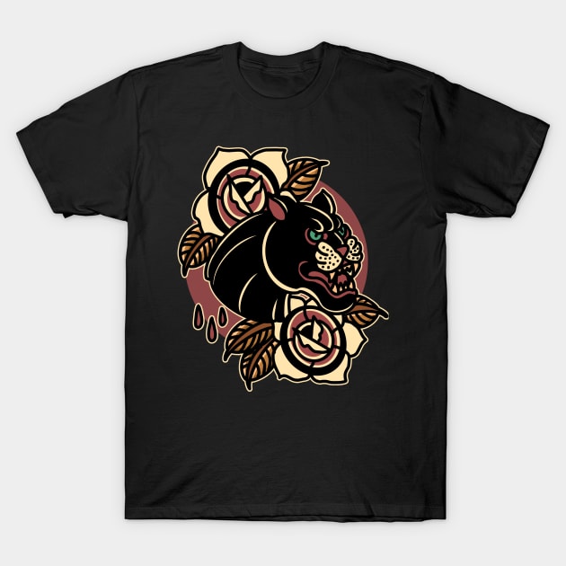 panther and rose tattoo T-Shirt by donipacoceng